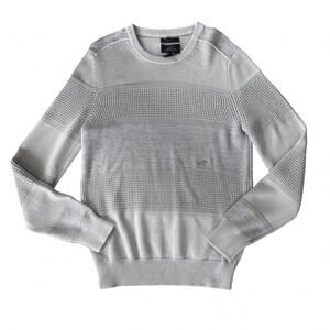 Alpinestars Slim Knit Sweater M Gray Textured Crewneck Made in Italy Moto Casual